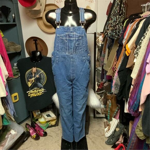 2444. Vintage No Boundaries Juniors Large Blue Denim Overalls - Picture 1 of 11